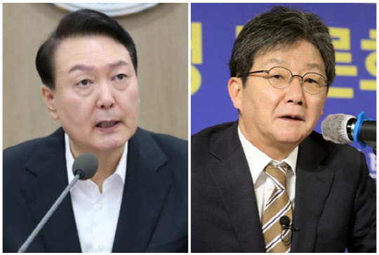 윤석열 대통령(왼쪽)과 유승민 전 국회의원. <연합뉴스>